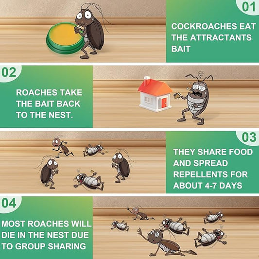 Roach Bait - Cockroach Killer Indoor Infestation, Roach Traps Cockroach Bait Gel,Indoor Home Repellent for Small Large Cockroaches, Get Rid of Roaches Permanently Outdoor (24)