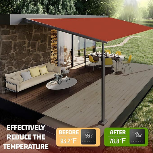 SUNNY GUARD Shade Cloth Custom Size 12x23 FT Sun Shade Screen Fabric Shade Cover Tarp with Grommets for Pergola Backyard Garden, Terra(We Customized)