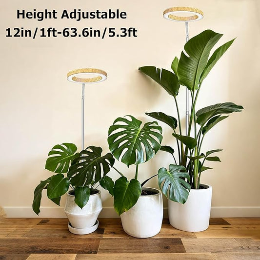 Grow Light for Indoor Plants, 6.3" Full Spectrum LED Plant Grow Light, 11.8-63in Height Adjustable Growing Lamp with Auto Timer 3H/9H/12H, 10 Dimmable Levels (2 Pack)