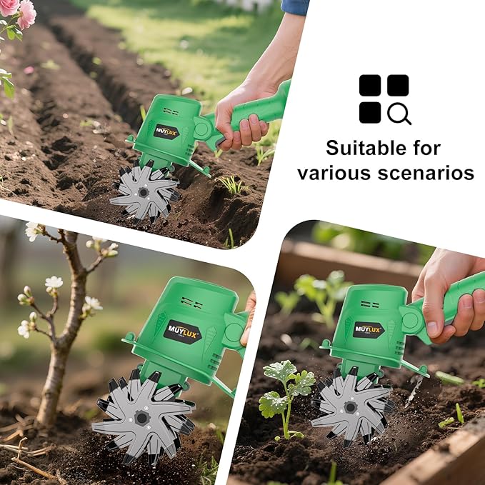 20V Cordless Tiller Cultivator for Gardening, Electric Garden Tiller with Only 1 x 2.0Ah Battery & Charger, Garden Rototiller for Lawn Gardening Soil Cultivation