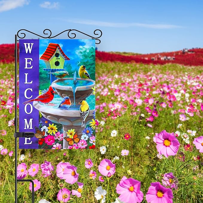 Welcome spring summer bird flags for outside 28x40 double sided, summer house flags, Large Flags Outdoor flags for outside decoration