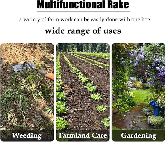 Iron Rake 2.0, Upgraded Iron Weeding Rakes 2.0, Iron Rake for Gardening and Weeding, Multifunctional Heavy-Duty Iron Rakes Gardening Hand Weeder Tools, Durable & Lightweight (8 Teeth)