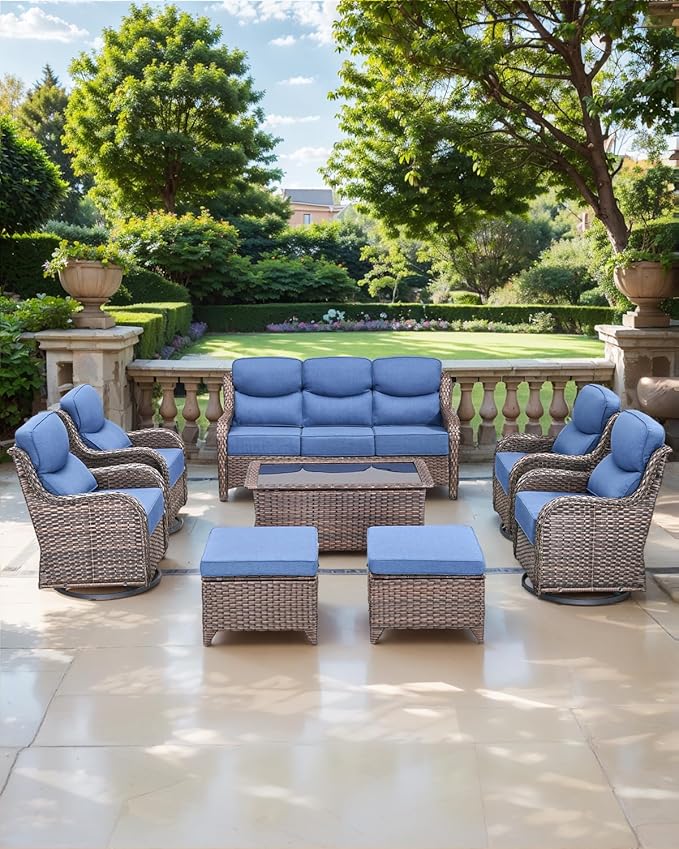 Luxury 24x24x6 Inch Smile Patio Dining Chair Cushions Set of 4 - Heavy Duty Water Slashproof Outdoor Seat Cushion for Outside Furniture Swivel Chairs Loveseat L-Shape Sofa - Navy Blue