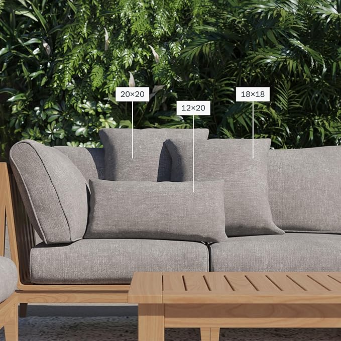 Outer Outdoor Throw Pillow with OuterWeave Performance Fabric, Decorative Outdoor Pillow for Patio & Outdoor Furniture, Includes Machine Washable Pillow Cover and Insert - Pailsades Cream, 20"x20"