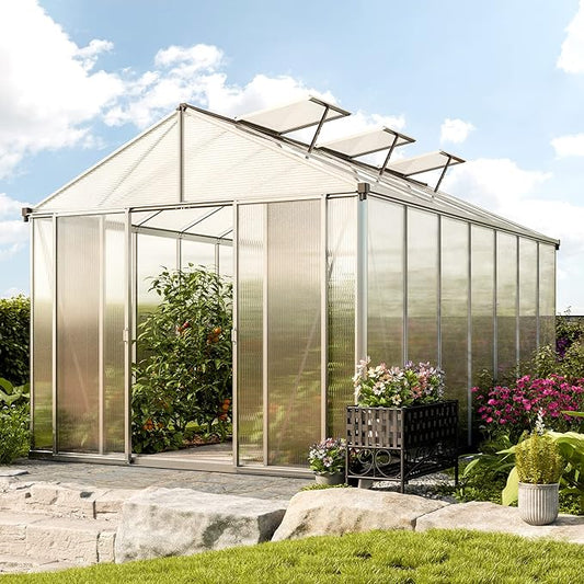 Greenhouse Rubin 7 Aluminum Frame 8.6 x 14.6 ft with Approx. 10 mm Polycarbonate Panels