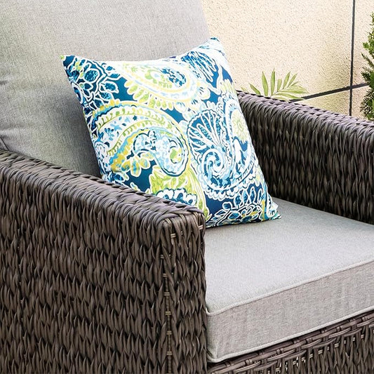 Outdoor Pillows, Pack of 2 Waterproof Decorative Throw Pillows with Inserts, 18”x18” Square Pillows for Couch, Sofa and Patio Furniture