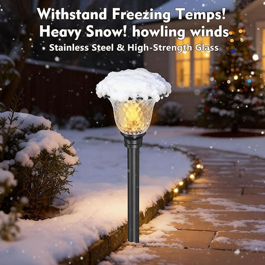 Beau Jardin 8 Pack Solar Pathway Lights Stainless Steel Outdoor Solar Powered Light Waterproof Glass High Lumen for Garden Landscape Path Yard Walkway Patio Driveway Outside White Color Changing Black