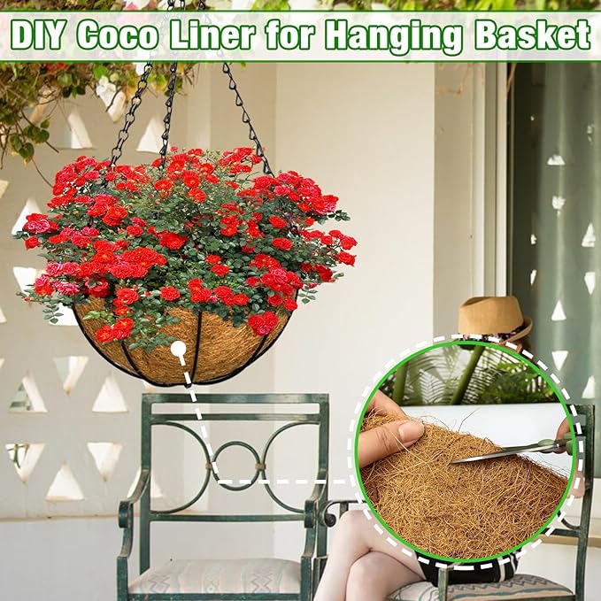 ZeeDix 16 x 120 inches Thickened Coco Liner Roll for Planters- Natural Coconut Flower Basket Liners Coco Coir Mat for Plants Flowers Vegetables Reptiles Carpet