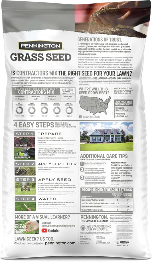 Pennington Contractors Grass Seed Mix Central 20 lb