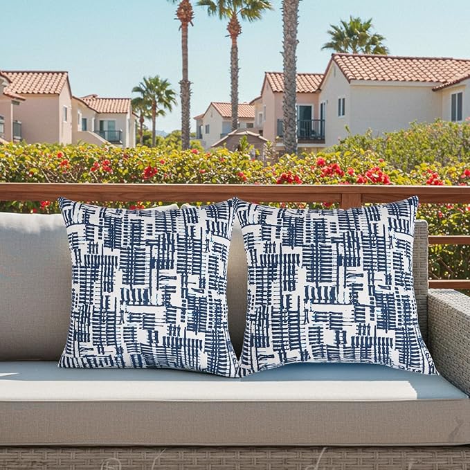Outdoor Throw Pillows Waterproof Covers 2 Pack 18ร18 Inch, Decorative Toss Pillows Covers, Rain-Proof, Fade Resistant for Patio Furniture, Sofa, Couch, Garden