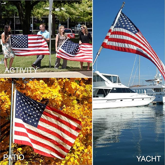 3x5 American Flag for Outside, Best Embroidered Stars and Sewn Stripes, 210D Heavy Duty Polyester, Suitable For Outdoor High Winds Areas (American flag 3x5 FT)