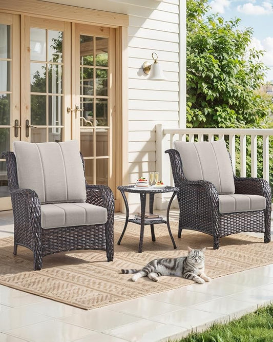Luxury 24x24x6 Inch Kitty Outdoor Cushions for 5 Peice Patio Furniture Set - Set of 5 Water-Resistant Pillow for Dining Rocking Swivel Chairs Loveseat Couch Sectional Sofa - Beige