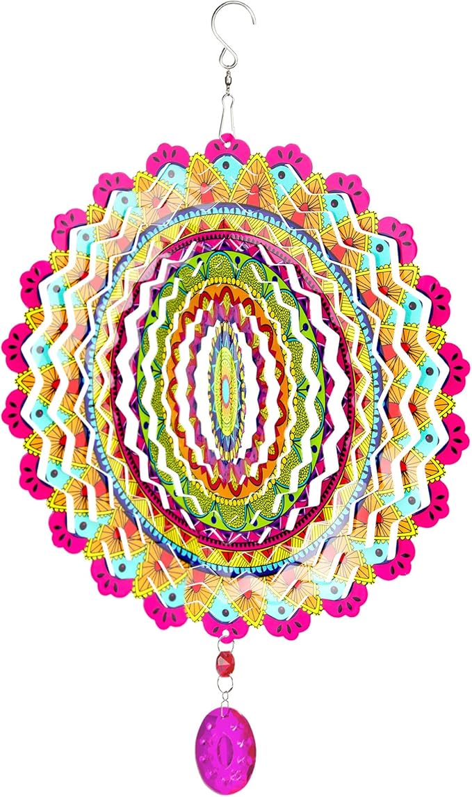 Wind Spinner, Hanging Wind Sculptures,Wind Spinners for Yard and Garden Decor,Yard Decorations Outdoor,Hanging Art Ornaments for Garden Yard Balcony Decor (Mandela Multicolor)