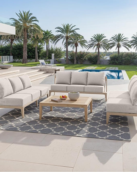 Luxury 24x24x6 Inch Outdoor Seat Cushions - Set of 2 Water Resistant Patio Chair Seat Comfortable Cushion for Porch Set Rattan Dining Rocker Glider Chairs Loveseat Couch Sectional Sofa - Beige