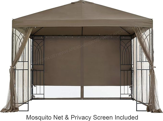 APEX GARDEN Symphony II 10 Ft. x 10 Ft. Gazebo w/Net/Privacy Curtain/Planter Holders