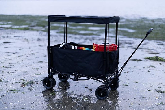 Nice C Wagon with Canopy, Collapsible Wagon, Foldable Wagons, 30W Portable Solar Panel w/USB, Type-C & DC Charging Cable, All-Terrain Wheels