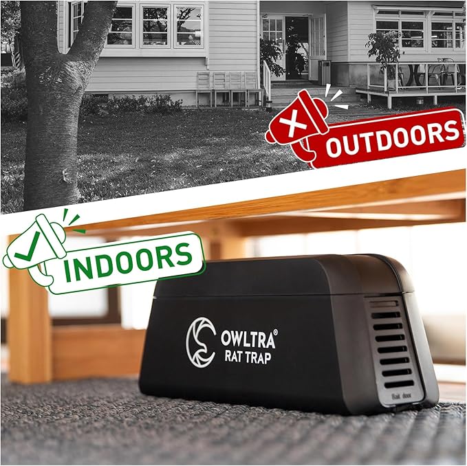 OWLTRA OW-1 Indoor Electric Rat Trap 2PCS, Instant Kill Rodent Zapper with Pet Safe Trigger, Black