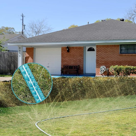 LINEX Sprinkler Soaker Hose 50 ft 2 pack for Garden Lawn Watering Hose with Hose Stakes