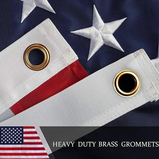 American Flag 6x10ft Long Lasting for Outside, Heavy Duty Nylon, Embroidered Stars, Brass Grommets, Perfect for Outdoor US Flags Show Your Patriotism