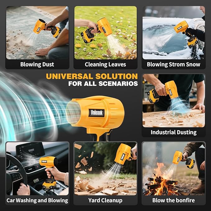 Electric Cordless Leaf Blower Dust Blower for DEWALT 20V Battery, High-Speed Motor Handheld Jet Fan Air Blower for Patio Cleaning, Lawn Care, Blowing Leaves and Dust (Brushed Leaf Blower)