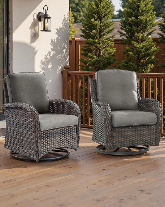 Pop 22x25/22x24 Outdoor Cushions for Patio Couch Chairs Set of 3 - High Back Comfy Outside Seat Cushions for Wicker Dining Rocker Glider Loveseat 3-Seater Sectional Sofa - Grey/Classic