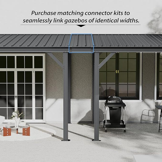 Gazebo Connector Kit - for 12ft Width Wall Mounted Gazebos, Durable Steel Expansion Linker, Rustproof & Easy Assembly for 12'x20' Lean to Gazebos