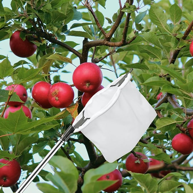Fruit Picker Pole 5 FT Adjustable Pole with Soft Bag Fruit Catcher Equipment Tree Picker with Fruit Storage Bag for Apples Mango Pear Orange Avocados Fruit Picking(1.6 m/5.25ft)