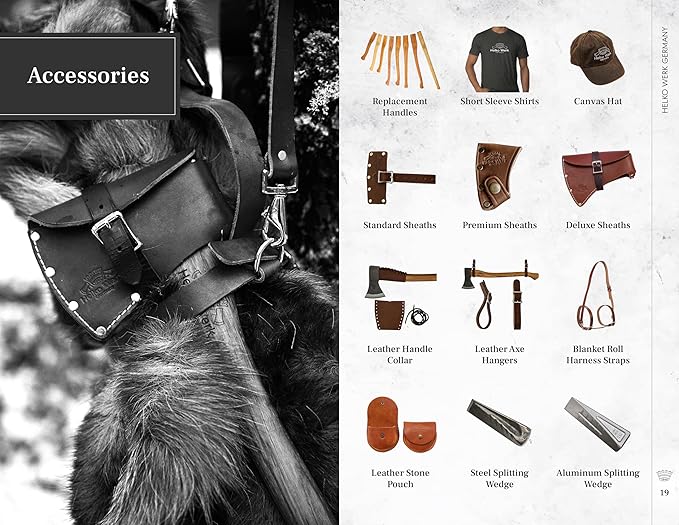 1844 Helko Werk Germany Traditional Bavarian Woodworker Axe - Made in Germany Heavy Duty Felling Axe and Cutting Axe, Large German Forest Axe - Head 3.5 lbs, Handle 31 in. (Bavarian) #13566