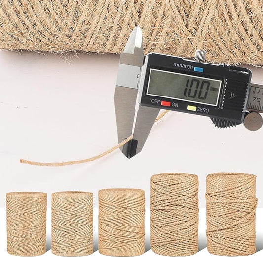 Natural Jute Twine String,Bulk Jute Rope Cord Twine for Crafting Gardening,Roll of Thick and Thin Twine for Gift Wrapping,Brown Decorative Rope,Ornament Twine for Cat Scratch Post (1mm x 1312ft)