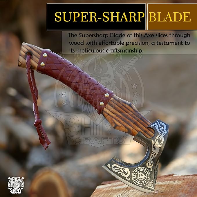 SHINY CRAFTS®- Personalized Viking Axe – Best Gift for Husband Decorative Hatchet for Father’s Day, Birthday, Anniversary, or Christmas (SCA-07)