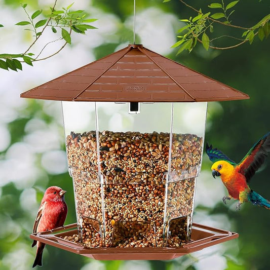 Bird Feeders for Outdoors Hanging Bird Feeder Wild Birds Seed, Brown