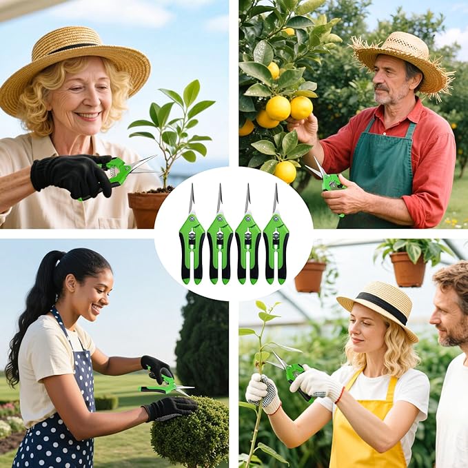 4 Pack Garden Shears, Stainless Steel Shears Gardening Tools, Scissors, Garden Clippers, Pruning Shears for Gardening Shears & Scissors (Green)