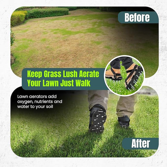 Lawn Aerator Shoes (Unisex) - Aerator Shoes for Lawn Aeration 2" Spikes - Pre-Assembled Adjustable Hook & Loop Straps - Lawn Aerator Shoe Size (US 5-14) - Aerator Shoes for Healthy Lawn