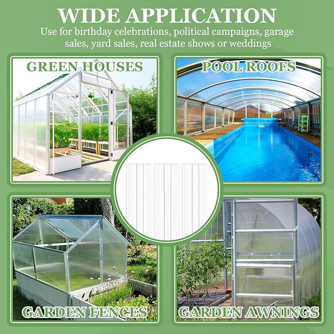 Tandefio 12 Pcs 4 ft Polycarbonate Greenhouse Panels H Connectors Fits 6 mm Polycarbonate Panels Clear Roofing Greenhouse Accessories