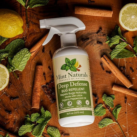 Deep Defense – Natural Bug Spray & Indoor/Outdoor Insect Repellent, Peppermint Oil Formula for Spiders, Ants, Roaches & Crawling Pests – 16oz Made in USA