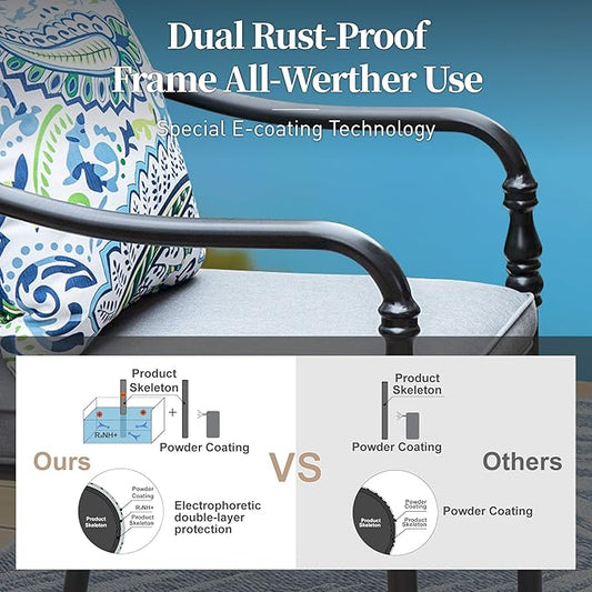Patio Table and Chairs Set of 4, All-Weather Breathable Metal Mesh Patio Chair with Gourd-Shaped Armrests, 42x42 Round Table with Umbrella Hole, 5 Pcs Metal Frame Patio Dining Set