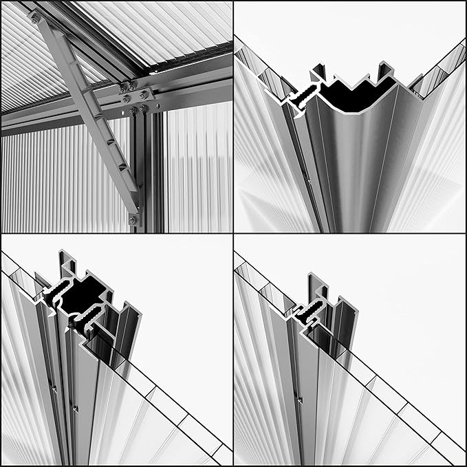 Greenhouse Topas 4 Aluminum Frame 7.4 x 8.5 ft with Approx. 6 mm Polycarbonate Panels