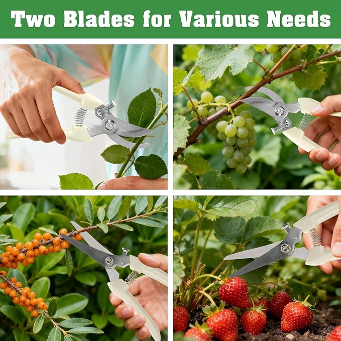 4 Pack Garden Shears, Stainless Steel Shears Gardening Tools, Scissors, Garden Clippers, Pruning Shears (White)