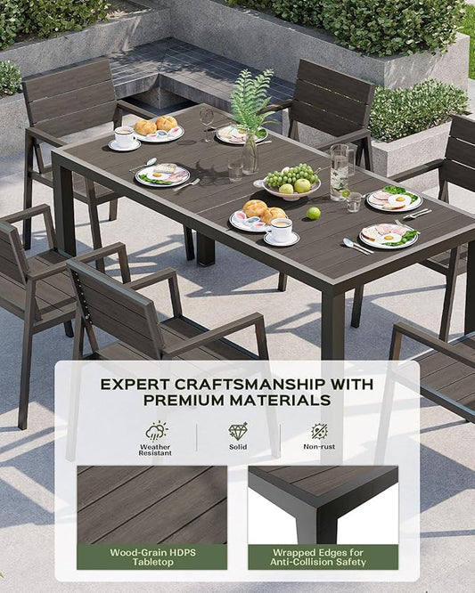 Outdoor Dining Chairs Set of 2, HDPS + Aluminum Patio Dining Chairs with Ergonomic Design and Wide Seat, 2 Piece Outdoor Chairs for Garden, Backyard, Deck (Charcoal)