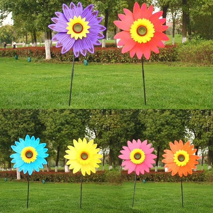 B bangcool Sunflower Lawn Pinwheels Wind Spinners Garden Party Pinwheel Wind Spinner for Patio Lawn & Garden (6 PCS))