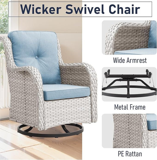 Patio Swivel Rocker Chairs: 5-Piece Set with Wicker Armrests for Outdoor Use, mos071-1 075 078-0