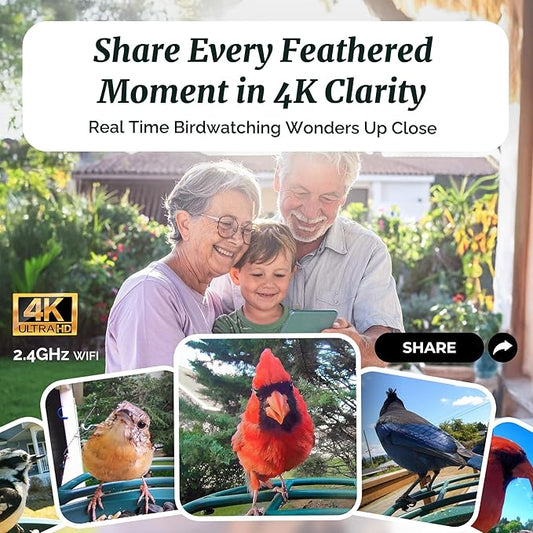 Beako™ Smart Bird Feeder with 4K Camera Lifetime Subscription Included, Solar Powered for Outdoors - Ultra HD Live Stream, AI identifies10,000+ Species, Real-Time Bird Notification, Easy Setup