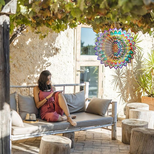Wind Spinners Outdoor Mandala Lucky Clover,Wind Spinner Lucky Gifts for Women/Mother/Father/Men,Stainless Steel Kinetic 3D Wind Spinner Outdoor&Indoor Decoration Yard Art Garden Decor