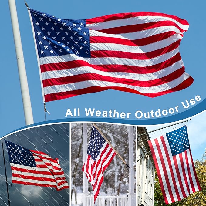 XIFAN Premium American Flag 4x6 Outdoor, Heavy Duty 210D Tough Polyester, Long Lasting US Flags for High Wind Outside with Embroidered Stars, Sewn Stripes, Brass Grommets