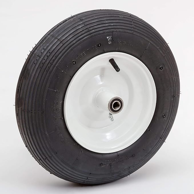 16" Pneumatic Tire | Replacement Wheelbarrow Tire | Tire for Hand Trucks, Utility Carts | 5/8" Axle Bearings | 6" Offset Hub