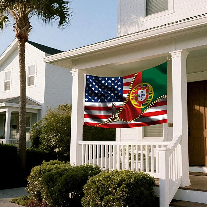 Vintage American America Usa Portugal Portuguese Flags For Outside Yard 3x5 Ft Double Sided Printed 100d Polyester Lightweight Garden Welcome Outdoor Banner Brass Grommets