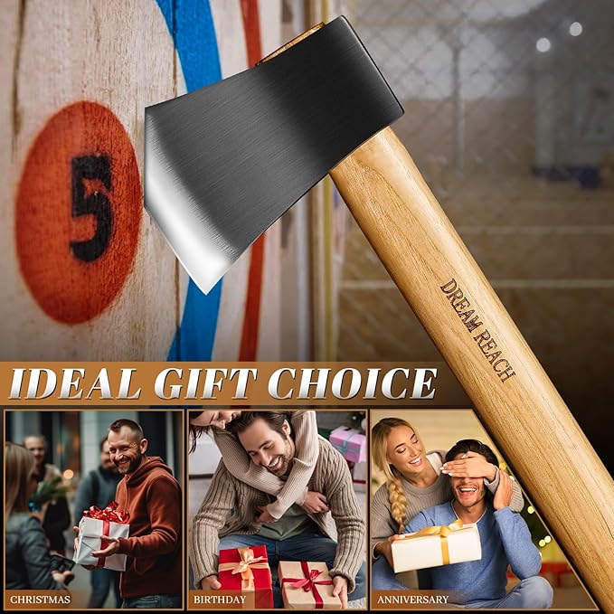 Dream Reach 20.5" Dual-Handed Throwing Axe, Professional Throwing Axes with Wooden Handle, Throwing Hatchet for Adults, Axe Throwing Game