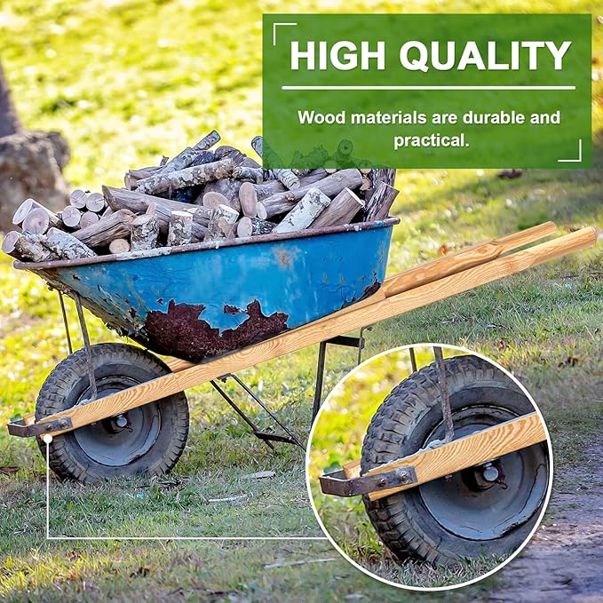 Gisafai 1 Pair Wood Wheelbarrow Handles 60'' Heavy Duty Hardwood Wheelbarrow Replacement Handles Kit with Tough Seal Coat and Pre Drilled Holes