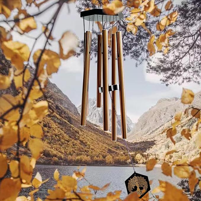 33" Tree of Life Wind Chimes | Warm Copper Memorial Windchime for Loss of Loved Ones, Sympathy Gift, Deep Tone & Weather-Resistant, Outdoor Decor Garden Decoration