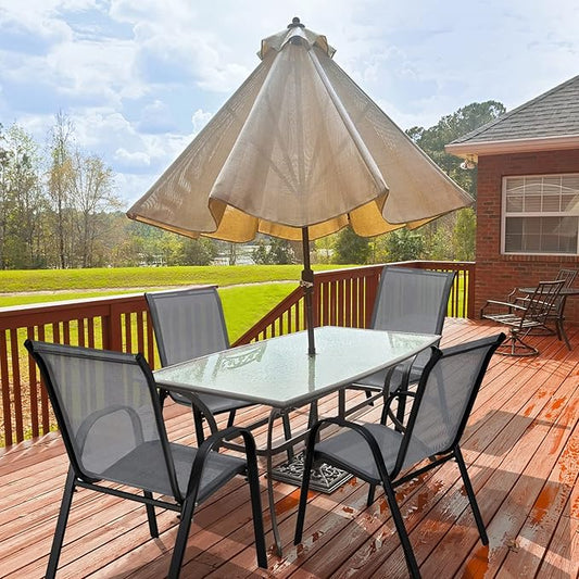Tangkula Patio Dining Chairs Set of 4, Outdoor Stackable All Weather Heavy Duty Dining Chairs Set with Armrests, Support 330 LBS, for Poolside, Backyard, Garden, Deck, Front Porch (Grey)